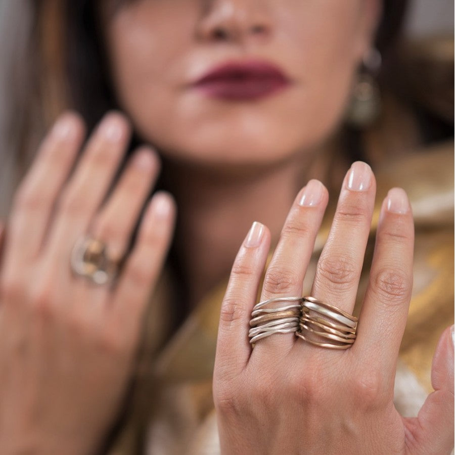 Insieme Scambiato Anello in argento e bronzo