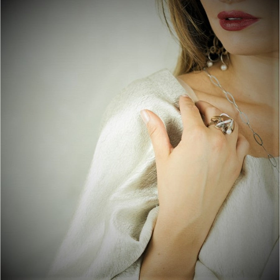 Modulo Perla Anello in argento e bronzo