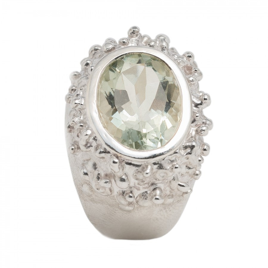 Ovale Pallino argento con Prasiolite