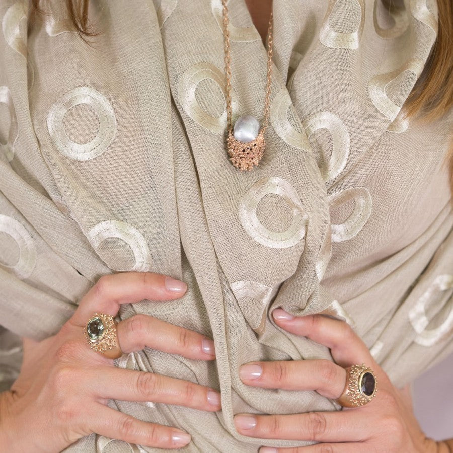 Ovale Pallino bronzo con Prasiolite