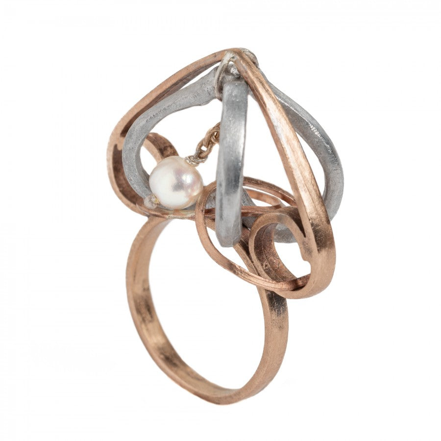 Modulo Perla Anello in argento e bronzo