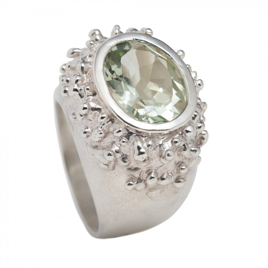 Ovale Pallino argento con Prasiolite